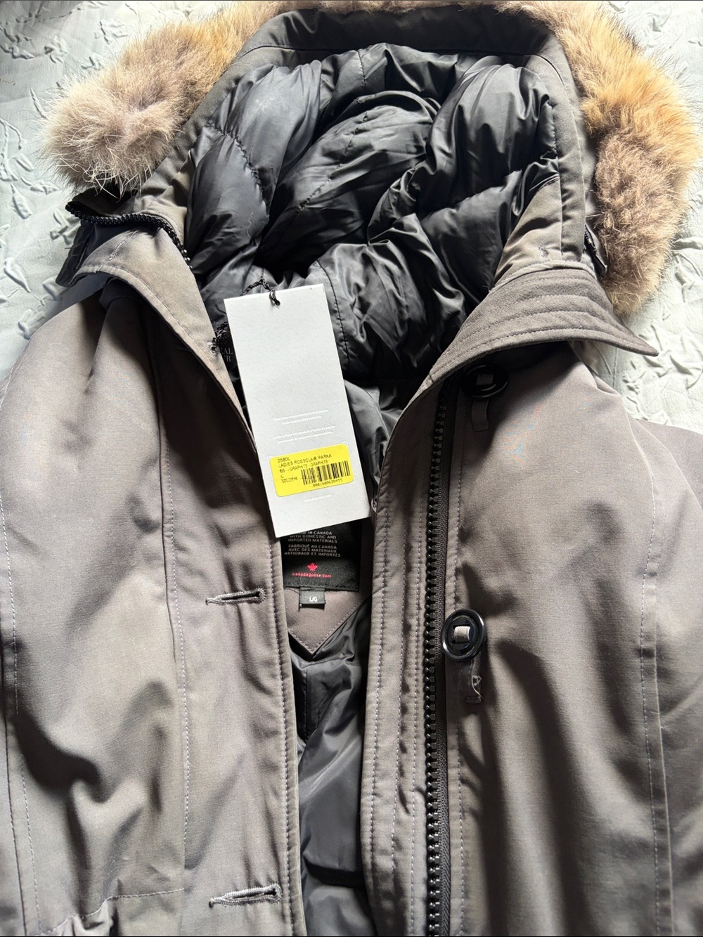 Canada Goose Rossclair - Graphite Grey Parka with Fur-Trim Hood - Picture 10 of 14